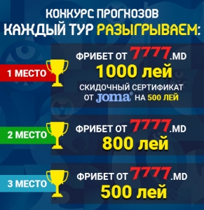 В Конкурсе прогнозов бесплатные ставки на 1000, 800 и 500 лей победителям теперь зачисляются автоматически