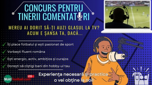 🎤 Concurs pentru tinerii comentatori de fotbal din Moldova!